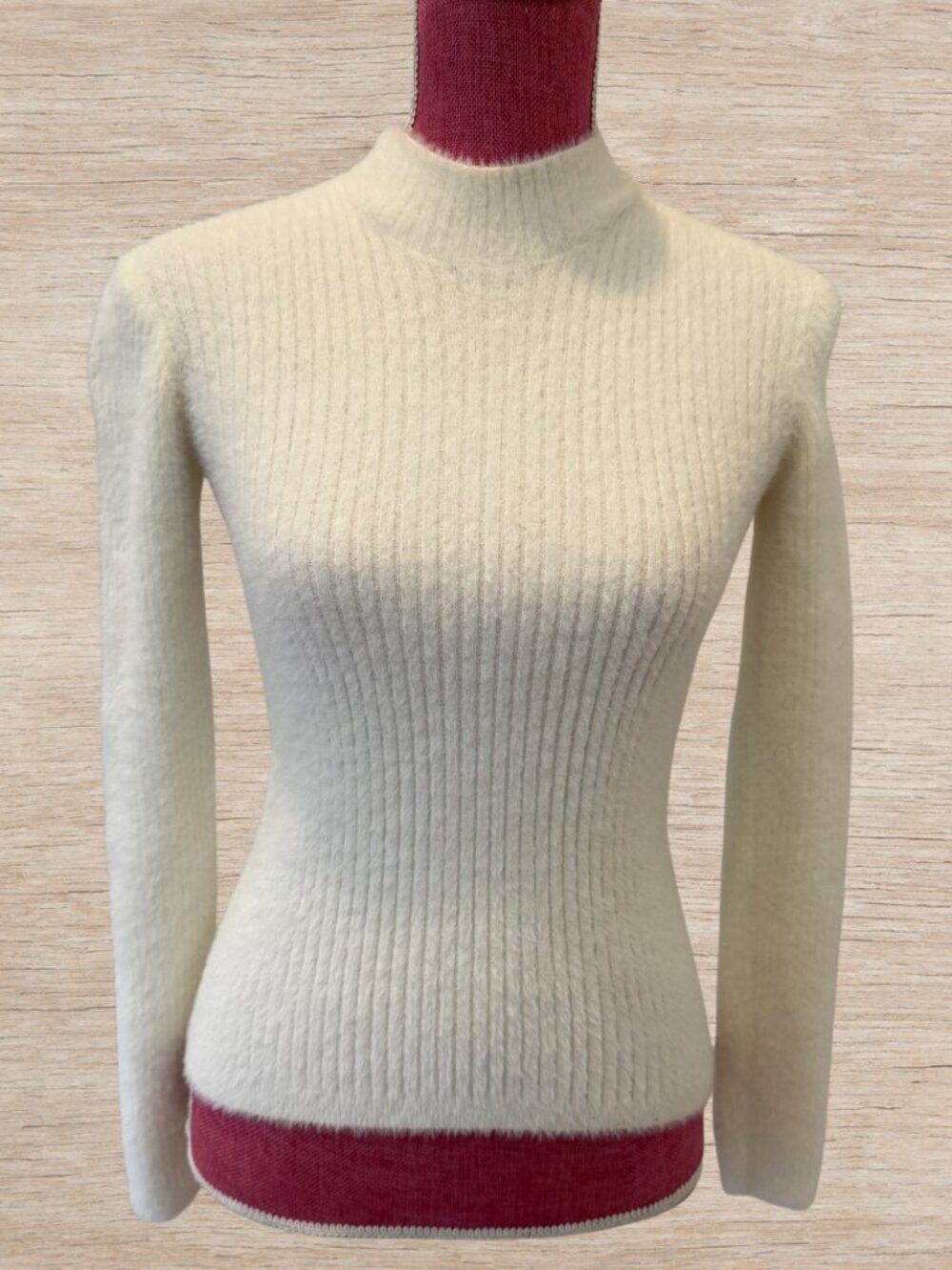 Zara White Fuzzy Sweater High Neck Women’s Size Small Cozycore